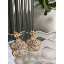 Boucles d'oreilles or, Fleur de Cristal