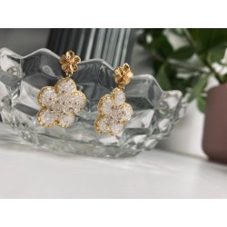 Boucles d'oreilles or, Fleur de Cristal