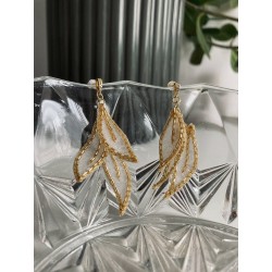 Boucles d'oreilles or, Trio de feuilles or