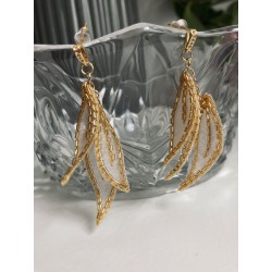 Boucles d'oreilles or, Trio de feuilles or