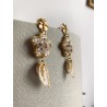 Boucles d'oreilles or, petite fleur de cristal